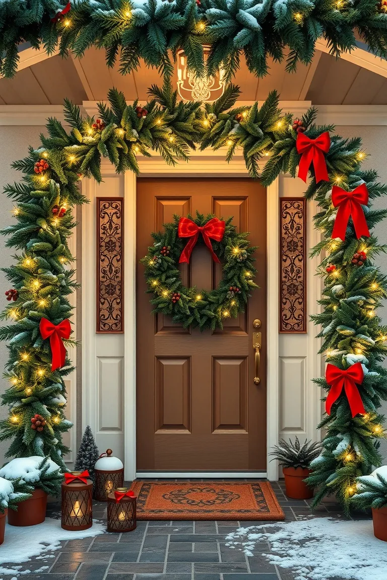 1. Enchanting Evergreen Entrance