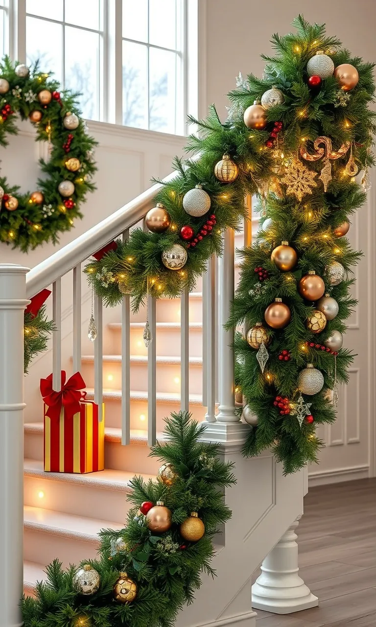 1. Sparkling Staircase Garland
