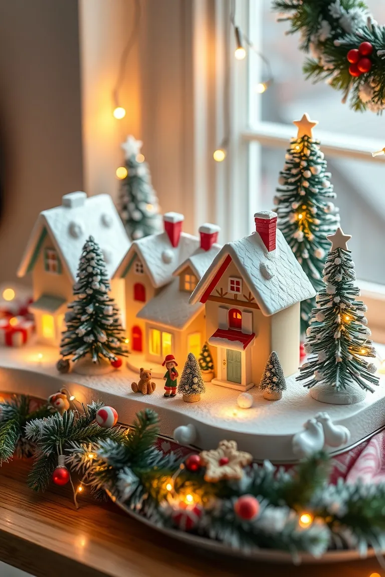 2. Miniature Snowy Village