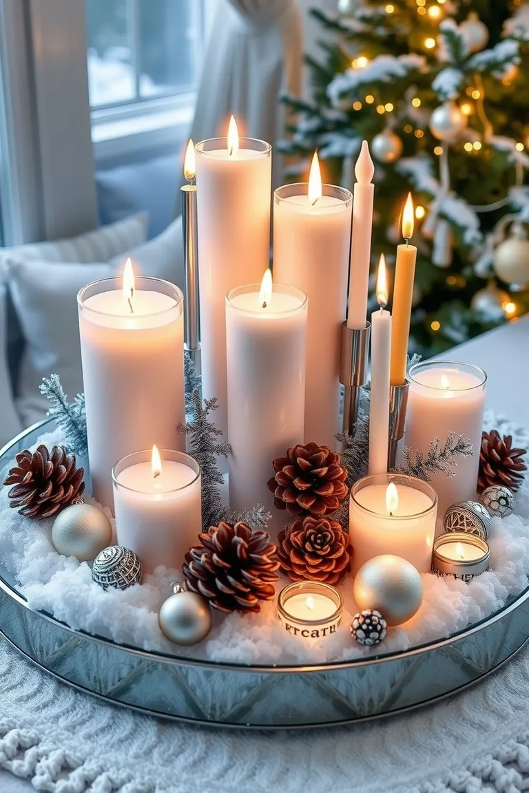 2. Snow-Kissed Candle Display