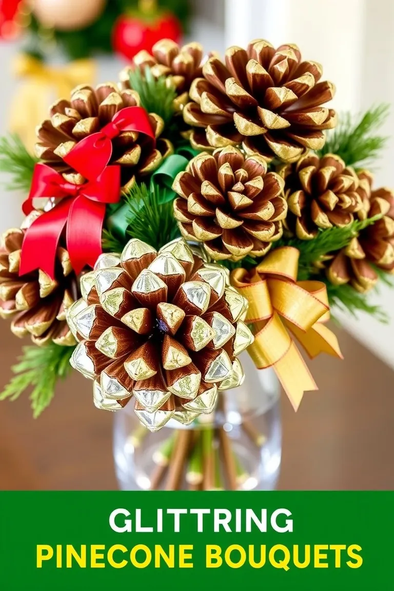 2. Glittering Pinecone Bouquets