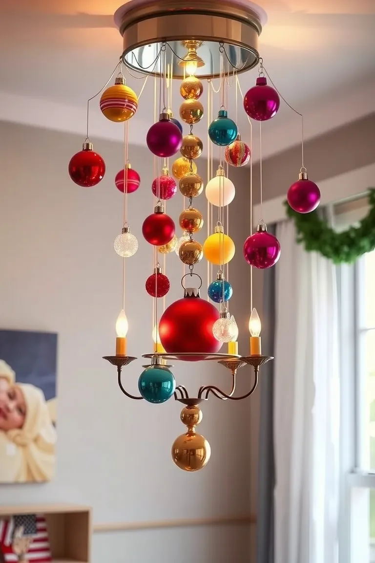 2. Upcycled Ornament Chandelier