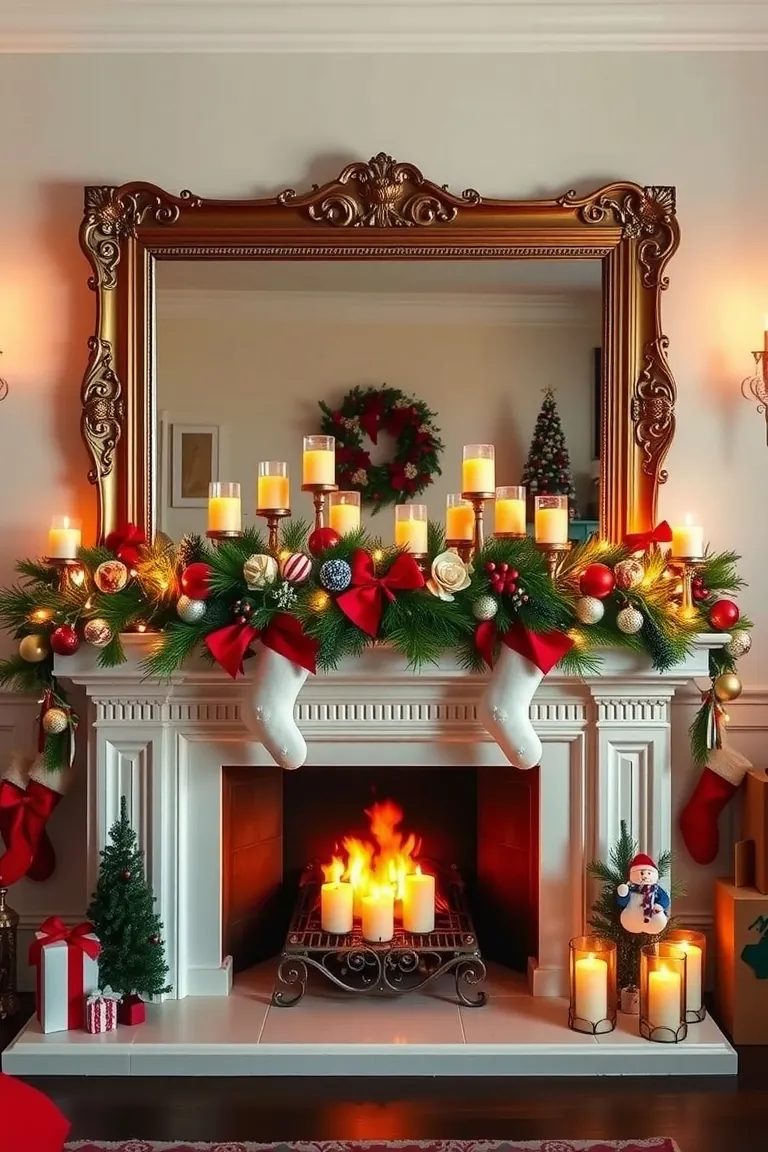 2. Festive Fireplace Illusion