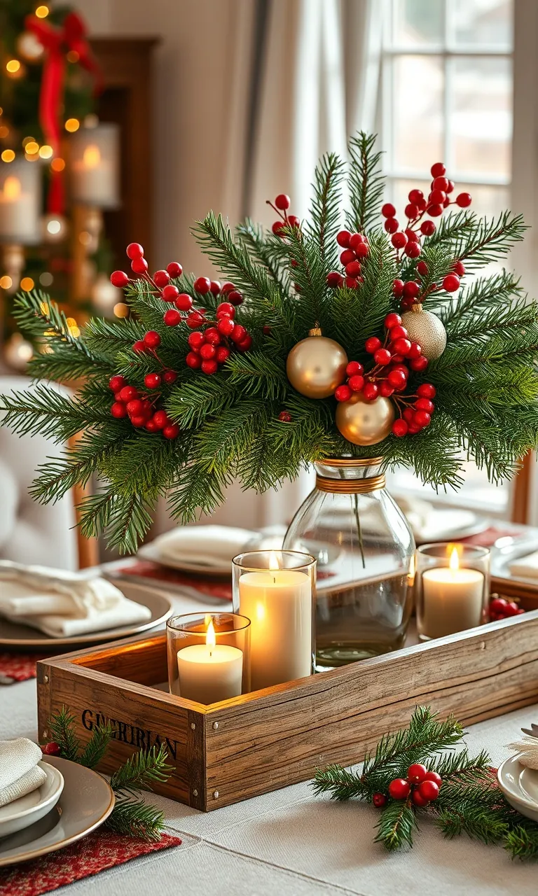 2. Enchanted Evergreen Centerpieces