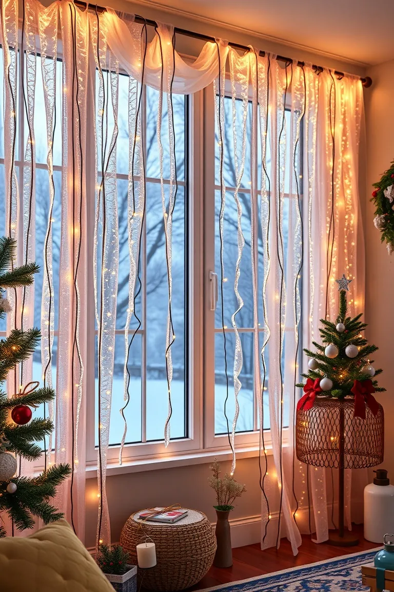 3. Twinkling LED Icicle Curtains