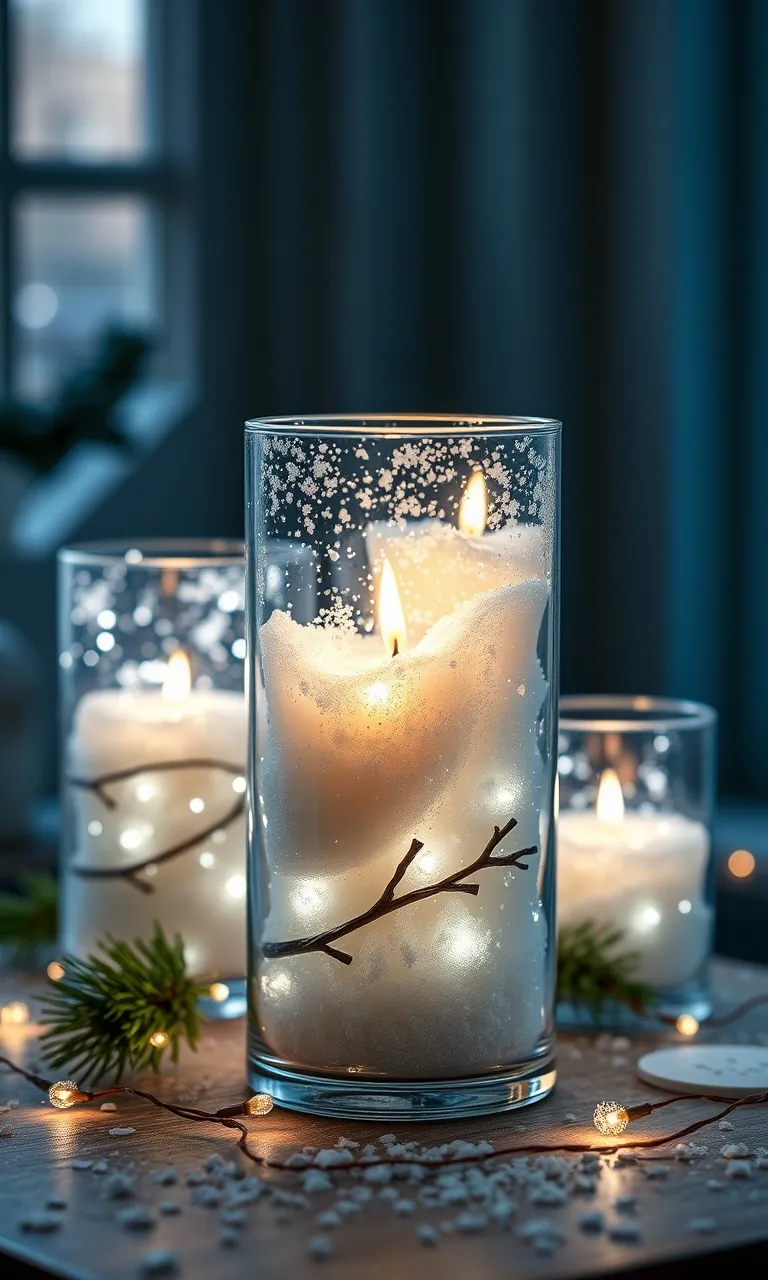 2. Glimmering Snowfall Candle Holders