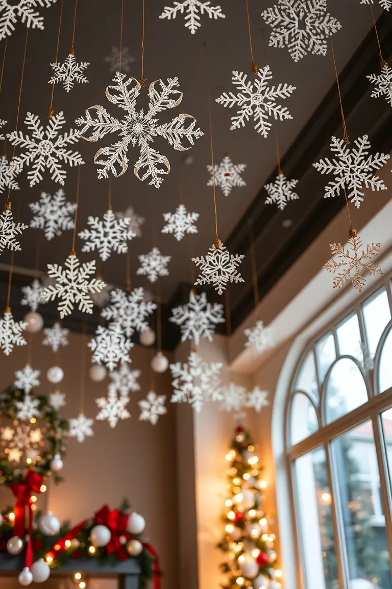 4. Dazzling Snowflake Ceiling Display