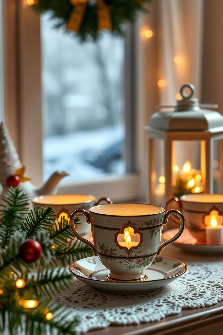 3. Illuminate with Twinkling Teacup Lanterns