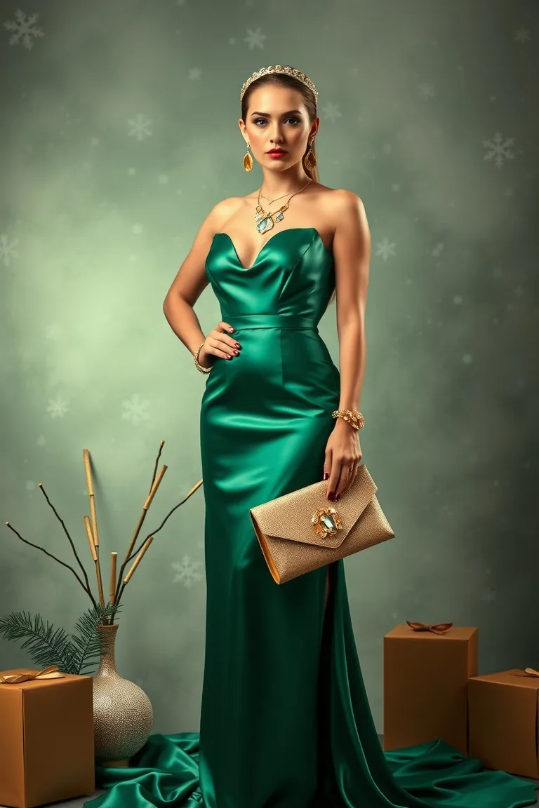 4. Glamorous Green & Gold Ensemble