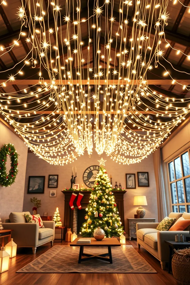 2. Sparkling String Light Canopy