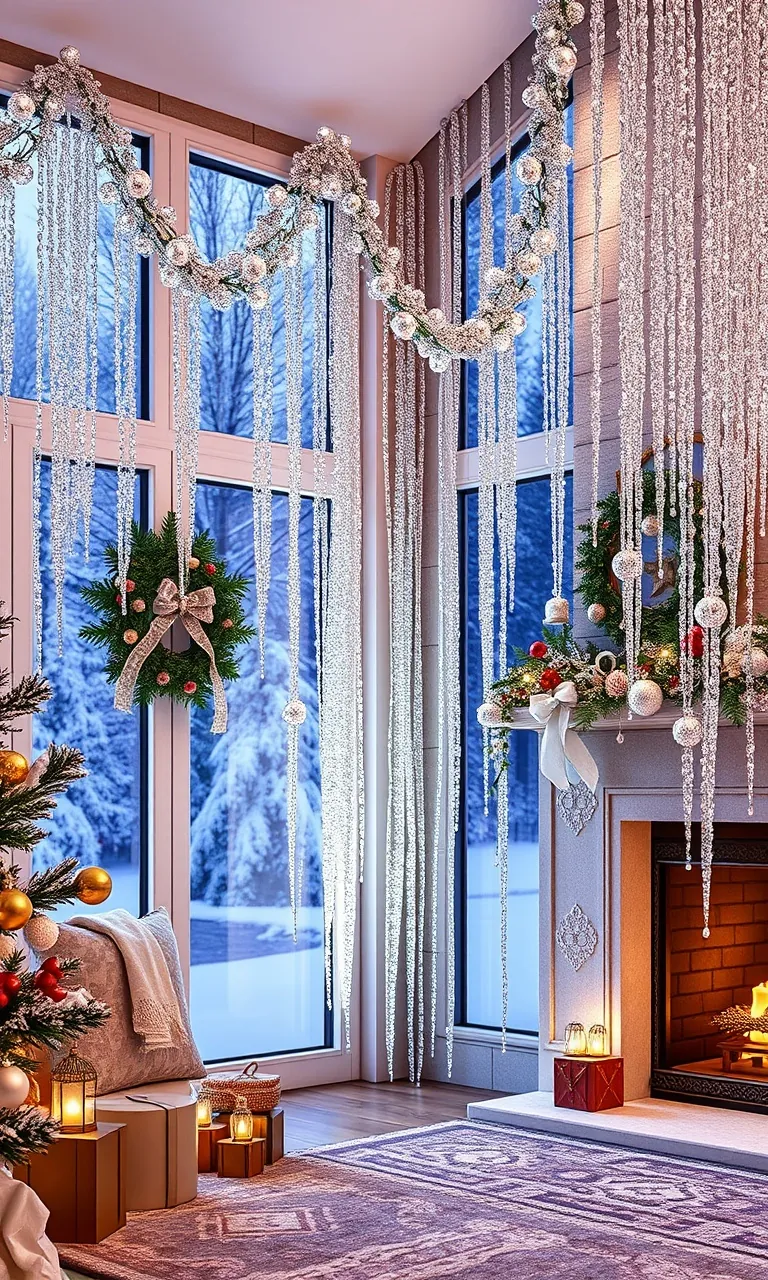 2. Twinkling Ice Crystal Garlands