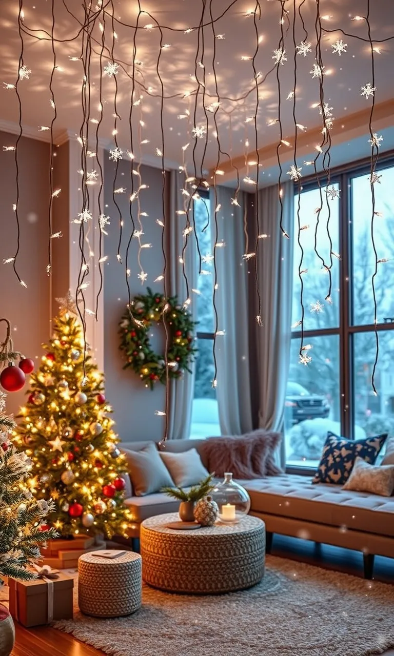 5. Glimmering Snowfall Ceiling