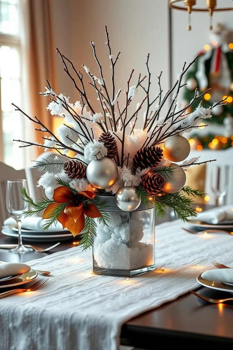 3. Snowy Elegance Centerpiece