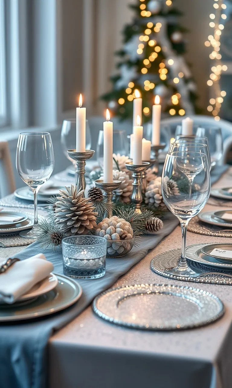 3. Glistening Winter Wonderland Tablescape
