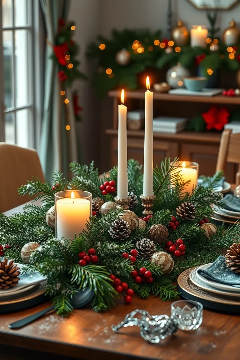 6. Enchanting Evergreen Centerpieces