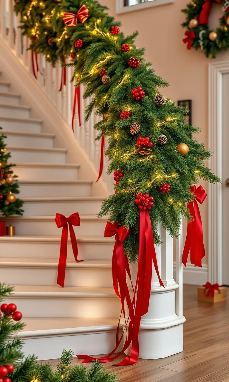 2. Festive Stair Garland Magic