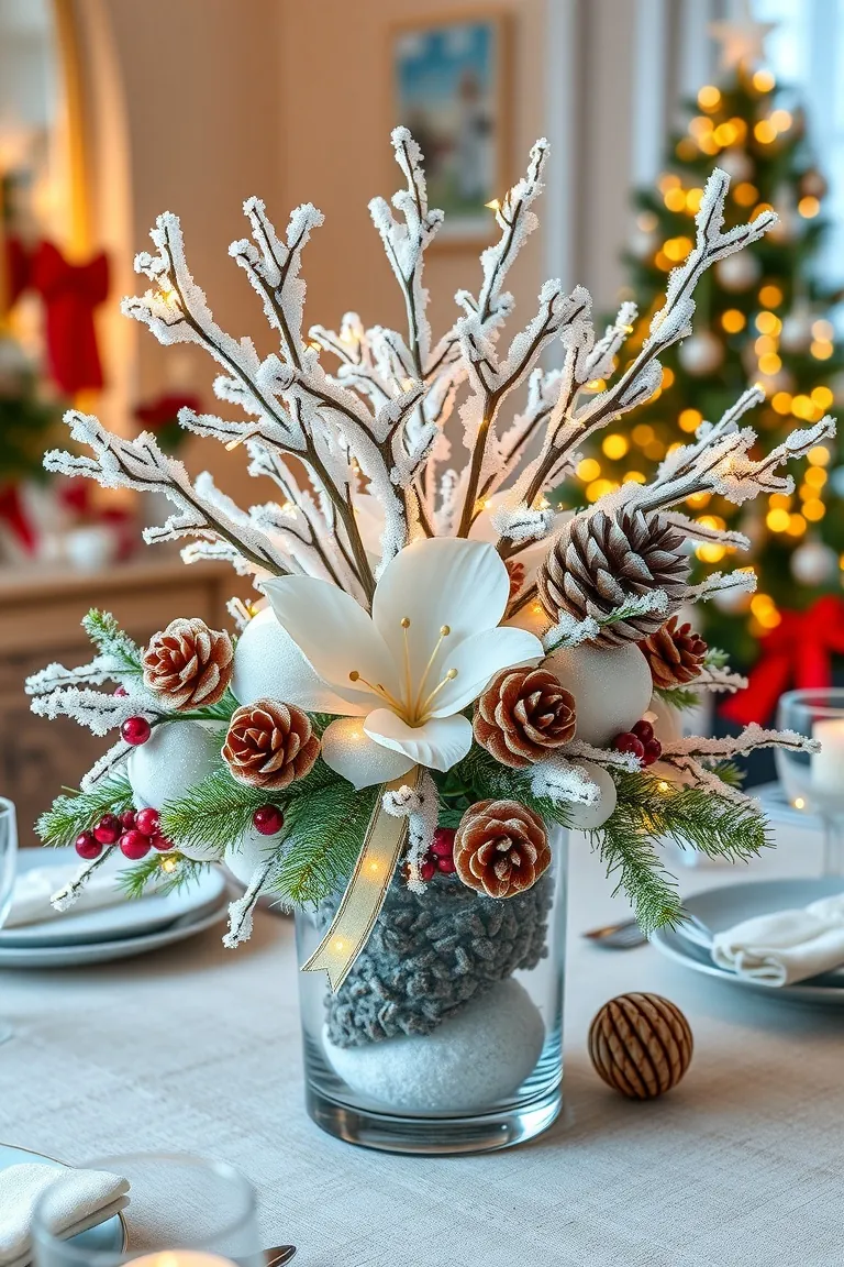 2. Sparkling Snowy Centerpieces