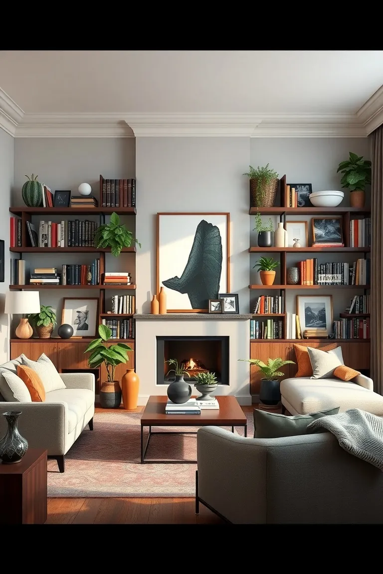 3. Bold with Bookshelves