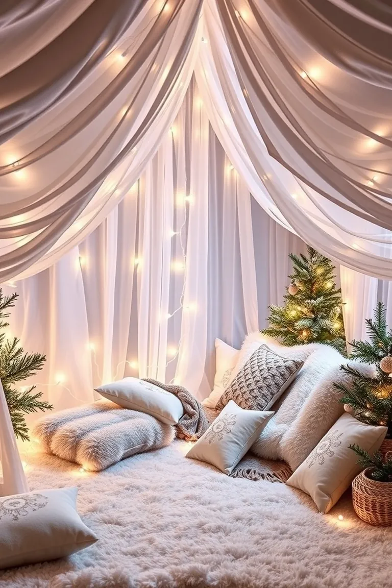 5. Snuggle-Up Snowfall Blanket Fort