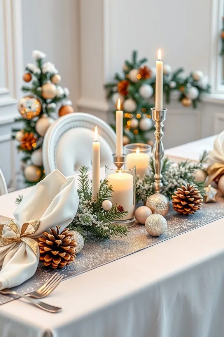 7. Snow-Kissed Table Settings
