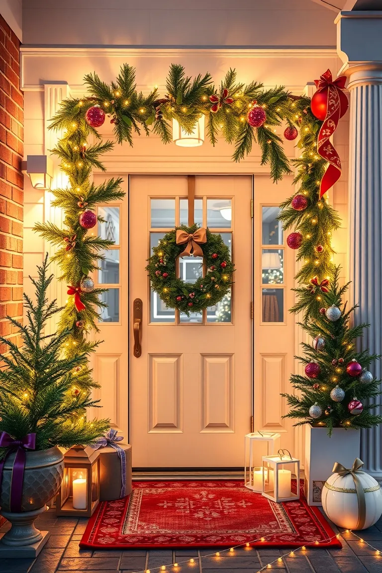 5. Illuminate Your Entryway with Twinkle Lights