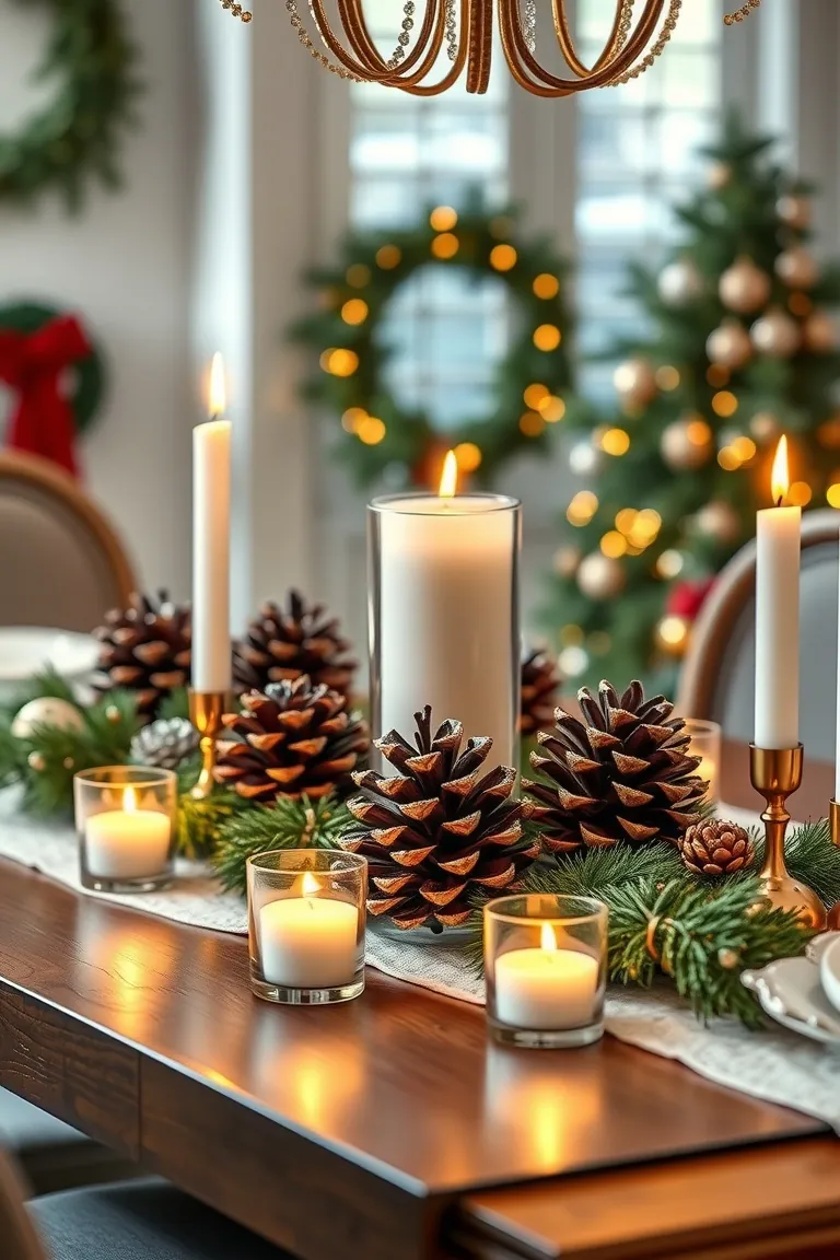 6. Rustic Elegance with Pinecone Centerpieces