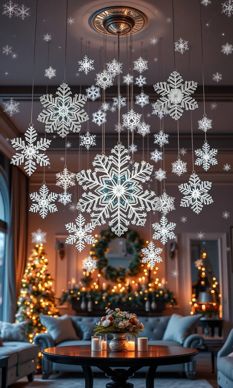4. Magical Snowflake Chandeliers