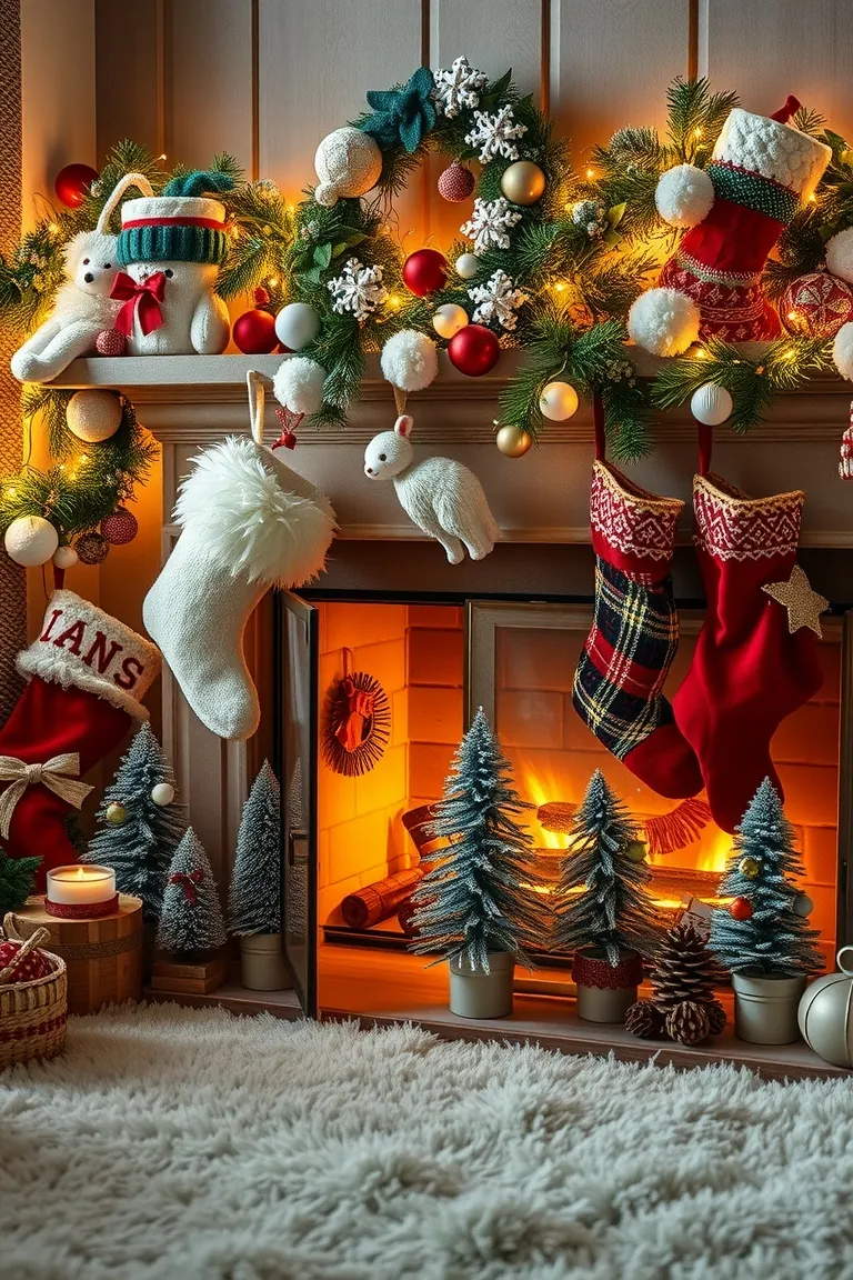 5. Cozy Fireplace Stocking Wonderland